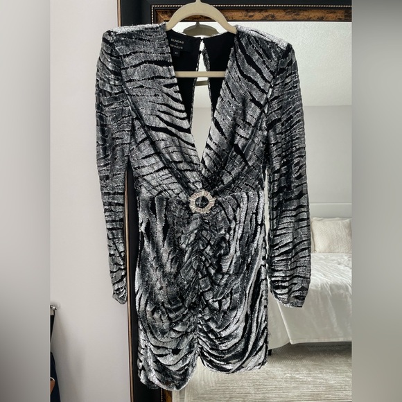 DUNDAS X REVOLVE Stardust Mini Dress in Silver Tiger - Picture 5 of 7